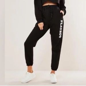 Black oversized Playboy jogger sweatpants